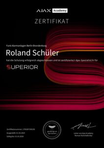 AJAX Superior Zertifikat 2024 - Ajax Alarmanlagen Berlin Brandenburg